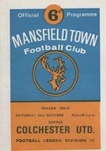 Mansfield Town v Colchester United 22-Oct-1966