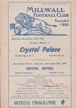 Millwall v Crystal Palace 12-Dec-1959