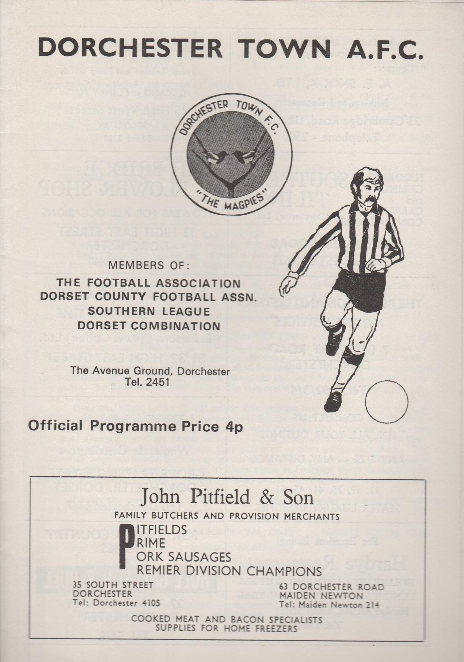Dorchester Town v Crawley Town 12-Apr-1974
