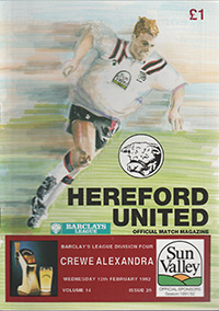 Hereford United v Crewe Alexandra 12-Feb-1992