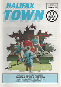 Halifax Town v Crewe Alexandra 14-Apr-1992