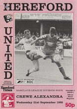 Hereford United v Crewe Alexandra 21-Sep-1988