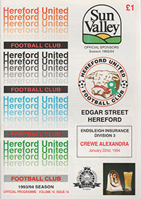 Hereford United v Crewe Alexandra 22-Jan-1994