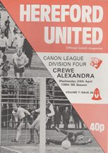 Hereford United v Crewe Alexandra 24-Apr-1985