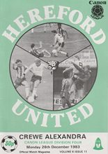 Hereford United v Crewe Alexandra 26-Dec-1983