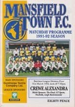 Mansfield Town v Crewe Alexandra 31-Mar-1992