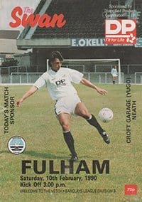 Swansea City v Fulham 10-Feb-1990