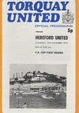 Torquay United v Hereford United 18-Nov-1972