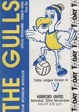 Torquay United v Hereford United 22-Nov-1986