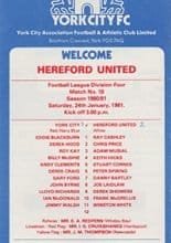 York City v Hereford United 24-Jan-1981