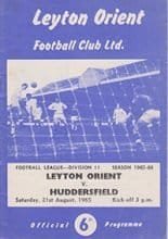 Leyton Orient v Huddersfield Town 21-Aug-1965