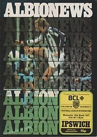 West Bromwich Albion v Ipswich Town 16-Mar-1977