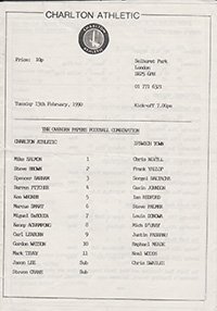Charlton Athletic Reserves v Ipswich Town Reserves 13-Feb-1990