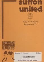 Sutton United v Kingstonian 21-Feb-1976