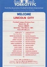York City v Lincoln City 14-Mar-1981