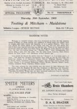 Tooting & Mitcham United v Maidstone United  30-Sep-1965