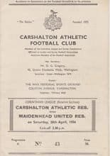 Carshalton Athletic Reserves v Maidenhead United Reserves 28-Apr-1956
