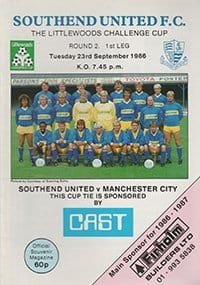 Southend United v Manchester City 23-Sep-1986