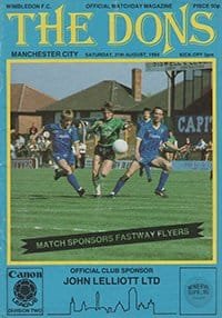 Wimbledon v Manchester City 25-Aug-1984