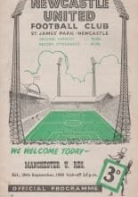Newcastle United Reserves v Manchester United Reserves  20-Sep-1958