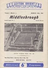 Leyton Orient v Middlesbrough 14-Mar-1961