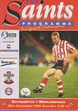 Southampton v Middlesbrough 28-Sep-1996