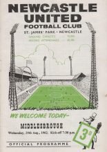Newcastle United v Middlesbrough 29-08-1962
