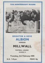Brighton and Hove Albion v Millwall 03-Feb-1976