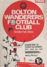Bolton Wanderers v Millwall 09-Aug-1969
