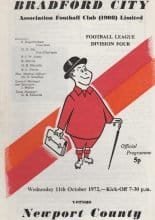 Bradford City v Newport County 11-Oct-1972