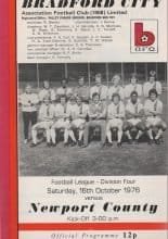 Bradford City v Newport County 16-Oct-1976