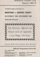 Brentford v Newport County 20-Dec-1969