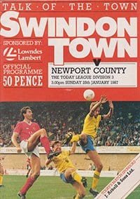 Swindon Town v Newport County 25-Jan-1987