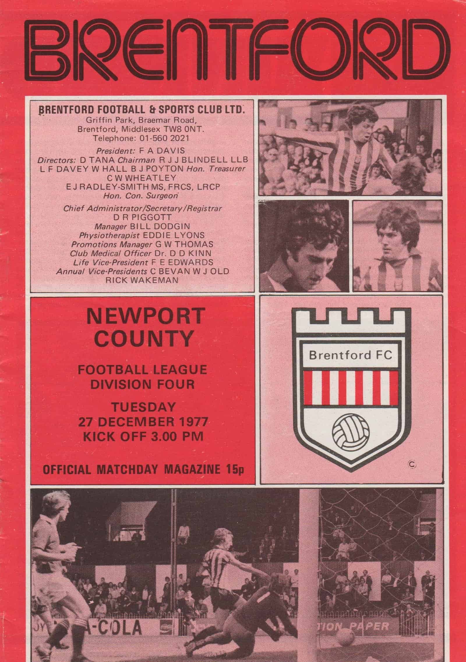 Brentford v Newport County 27-Dec-1977