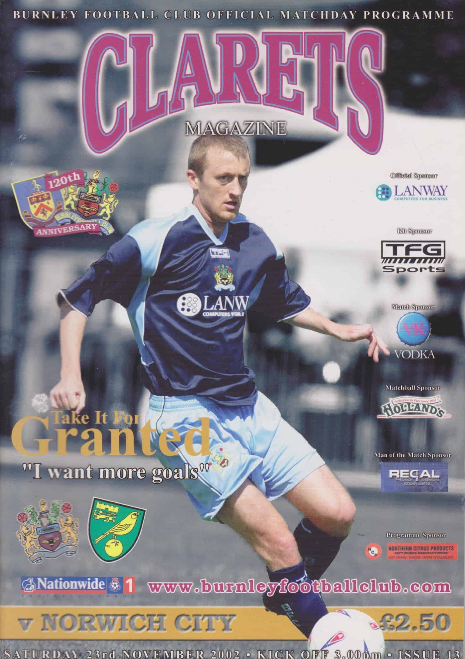 Burnley v Norwich City 23-Nov-2002