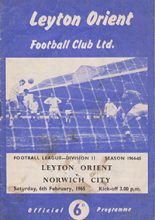 Leyton Orient v Norwich City 06-Feb-1965