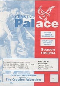 Crystal Palace Reserves v Norwich City Reserves 05-Oct-1993