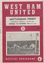 West Ham United v Nottingham Forest 19-Nov-1960
