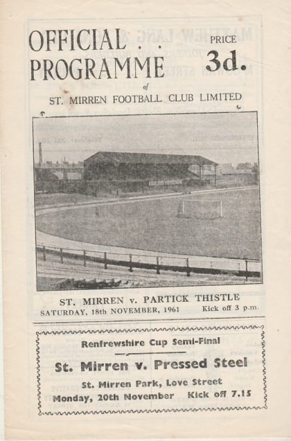 St Mirren v Partick Thistle  18-Nov-1961
