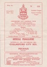 Chelmsford City Reserves v Pegasus 10-Sep-1960