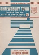 Shrewsbury Town v Plymouth Argyle 22-Apr-1972