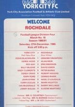 York City v Rochdale 27-Dec-1980