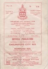 Chelmsford City Reserves v Romford Reserves 20-Feb-1960