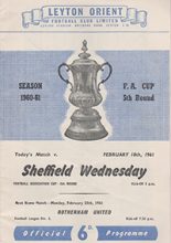 Leyton Orient v Sheffield Wednesday 18-Feb-1961