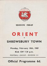 Leyton Orient v Shrewsbury Town 10-Feb-1969