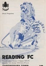 Reading v Shrewsbury Town 12-Oct-1974