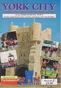 York City v Shrewsbury Town 15-Aug-1992