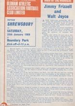 Oldham Athletic v Shrewsbury Town 25-Jan-1969