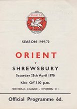 Leyton Orient v Shrewsbury Town 25-Apr-1970