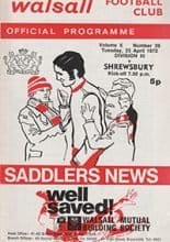 Walsall v Shrewsbury Town 25-Apr-1972